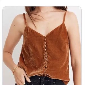 NWOT brown velvet Madewell cami. Size 6